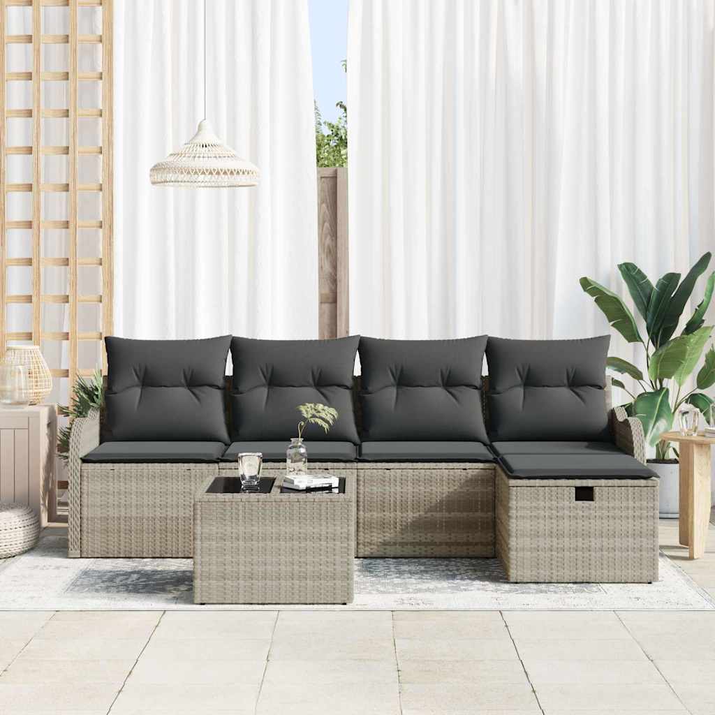 Garten-Sofa-Set 6 pcs Hellgrau 231 x 117 x 85 cm Poly Rattan