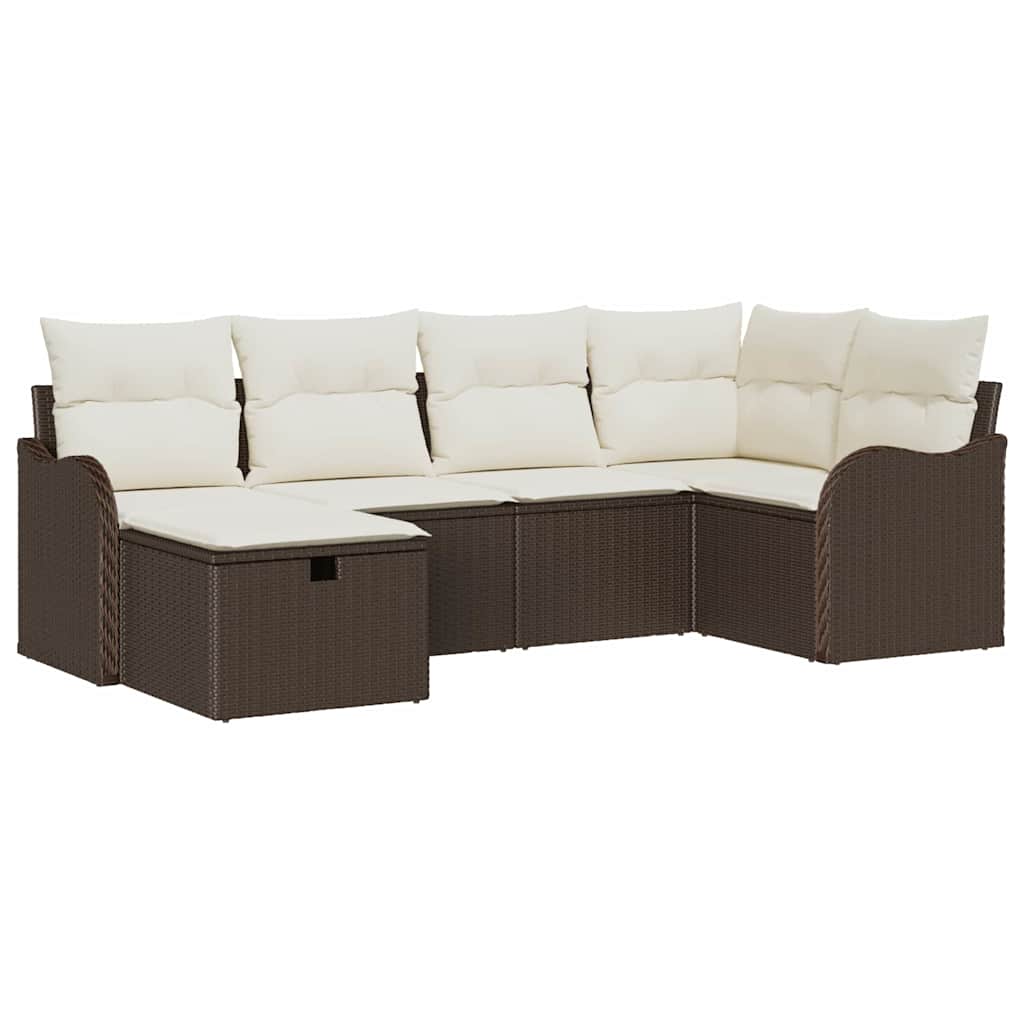 Garten-Sofa-Set 6 pcs Braun und Creme 232,5 x 122,5 x 85 cm