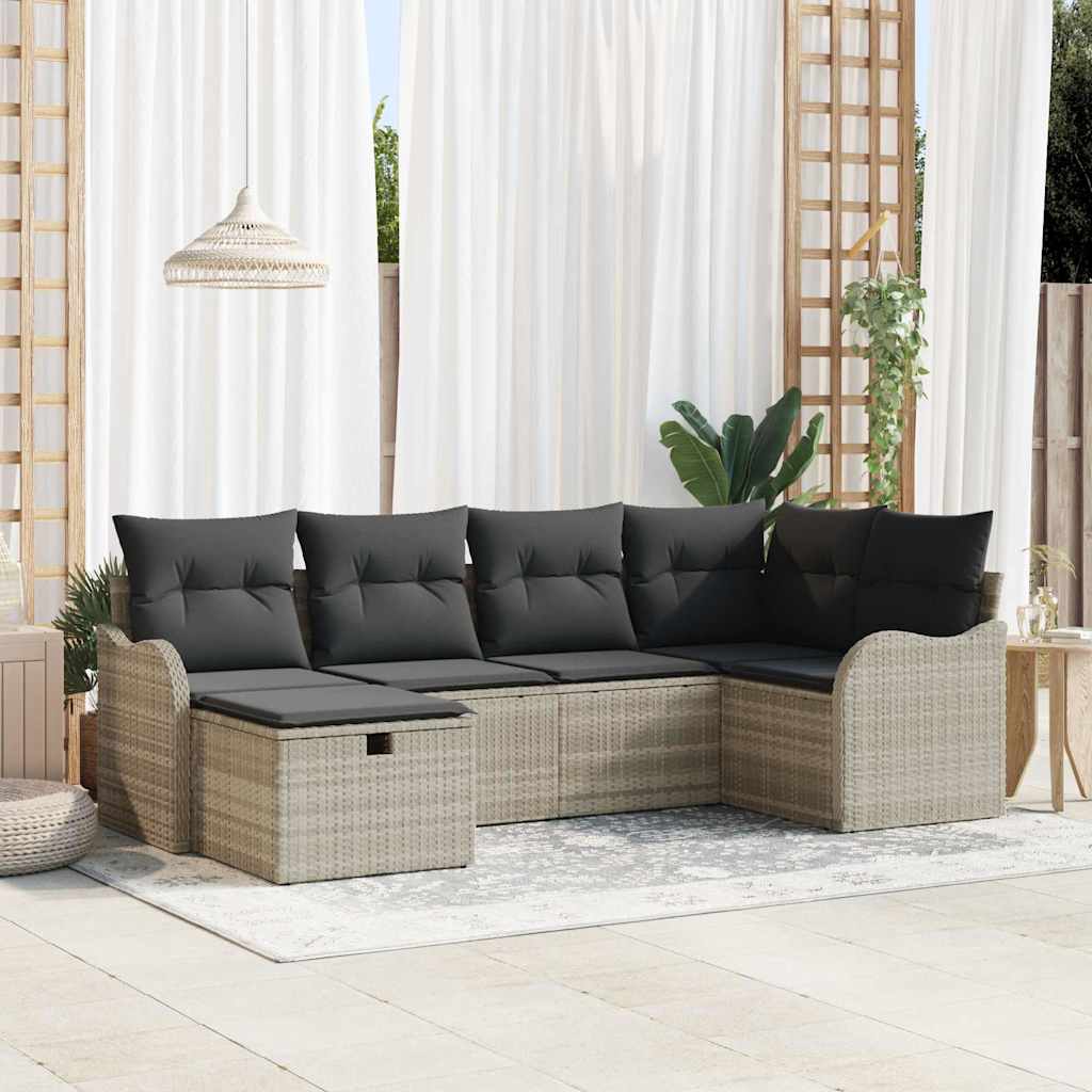 Garten-Sofa-Set mit Kissen 6 pcs Hellgrau 232,5 x 122,5 x 85 cm