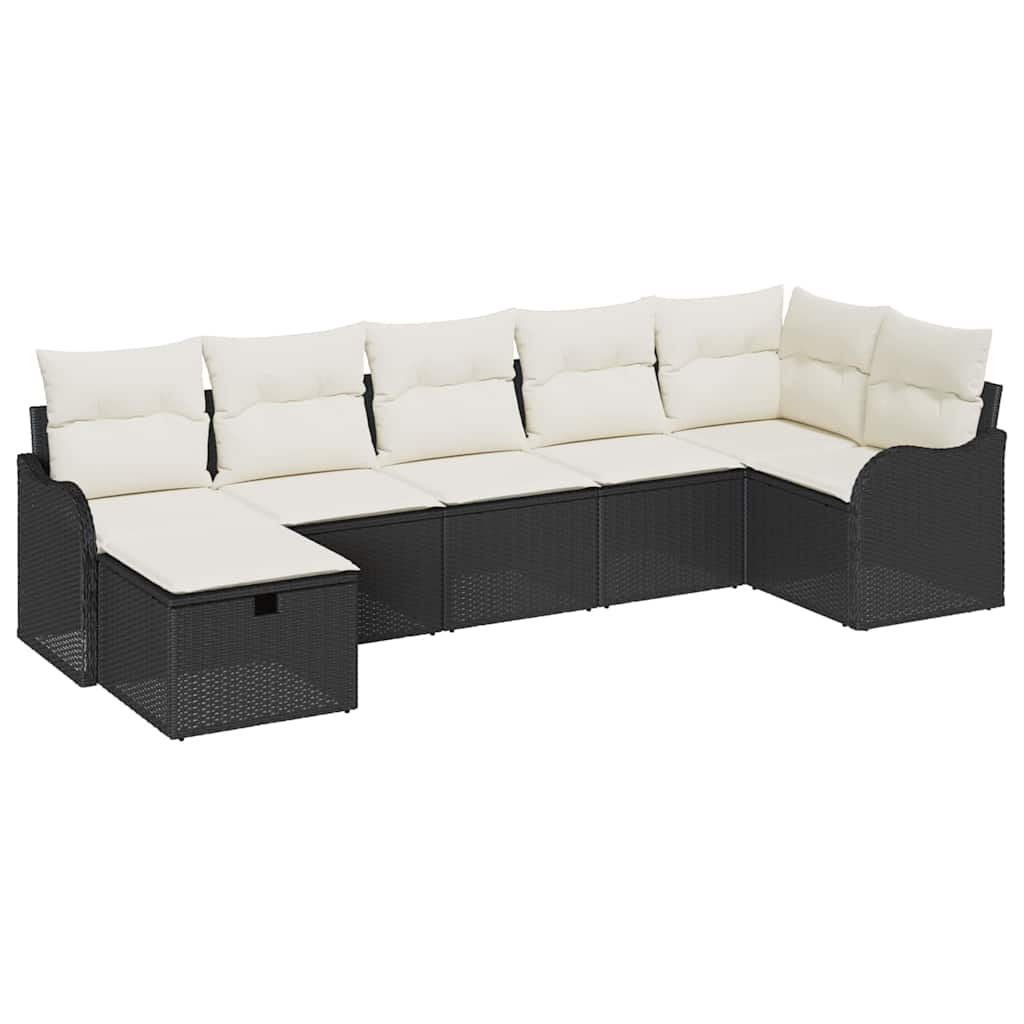 Garten-Sofa-Set 7 pcs Schwarz und Creme 287.5 x 122.5 x 85 cm