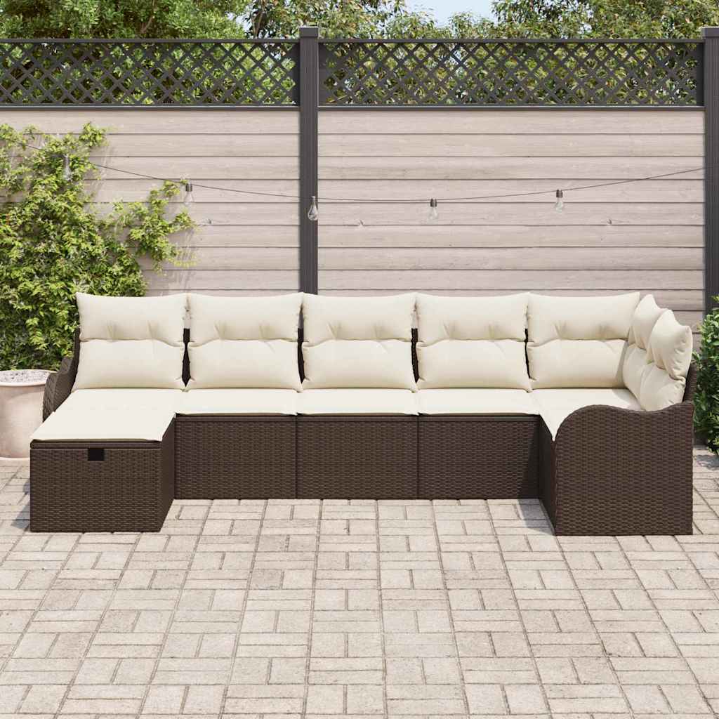 Garten-Sofa-Set 7 pcs Braun und Creme 287.5 x 122.5 x 85 cm