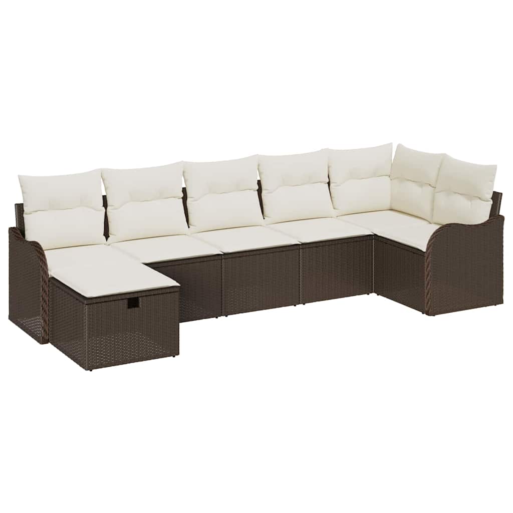 Garten-Sofa-Set 7 pcs Braun und Creme 287.5 x 122.5 x 85 cm