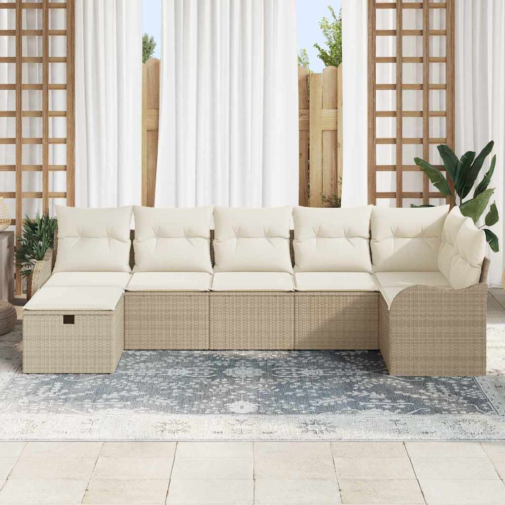 Garten-Sofa-Set 7 pcs Beige und Creme 287.5 x 122.5 x 85 cm
