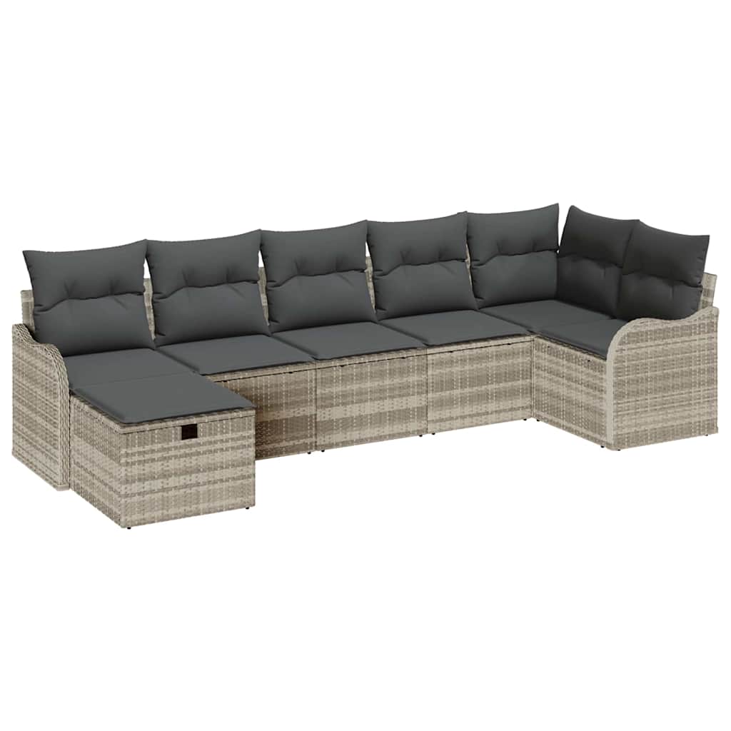 Garten-Sofa-Set mit Kissen 7 pcs Hellgrau 287.5 x 122.5 x 85 cm