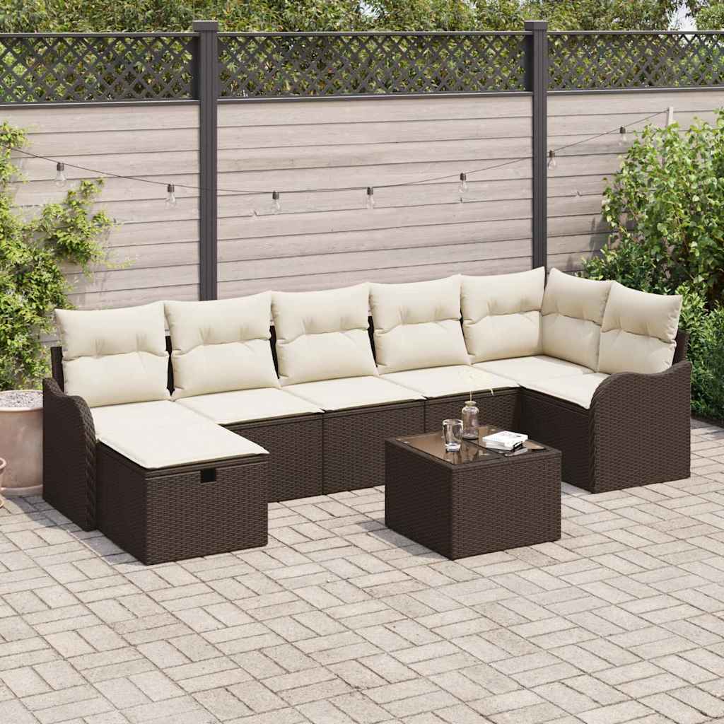 Garten-Sofa-Set 8 pcs Braun und Creme 287.5 x 122.5 x 85 cm