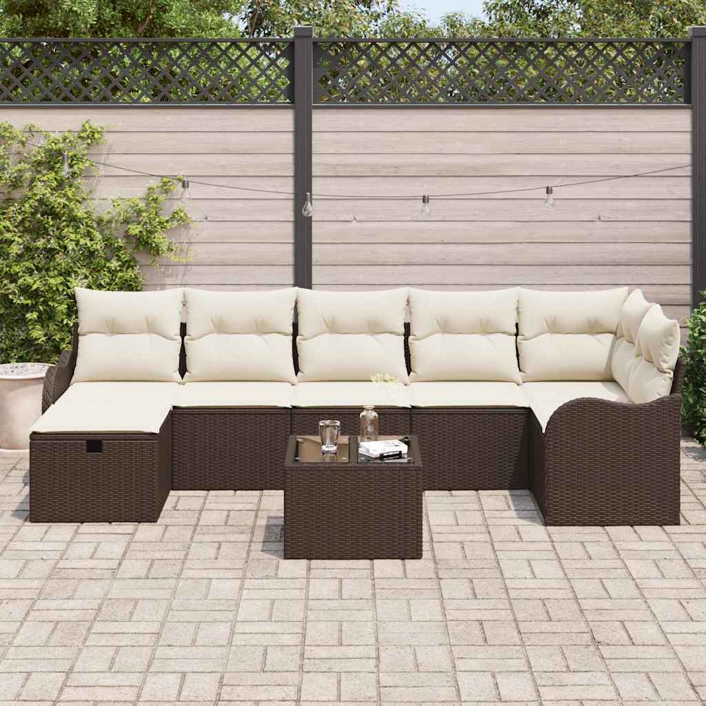Garten-Sofa-Set 8 pcs Braun und Creme 287.5 x 122.5 x 85 cm