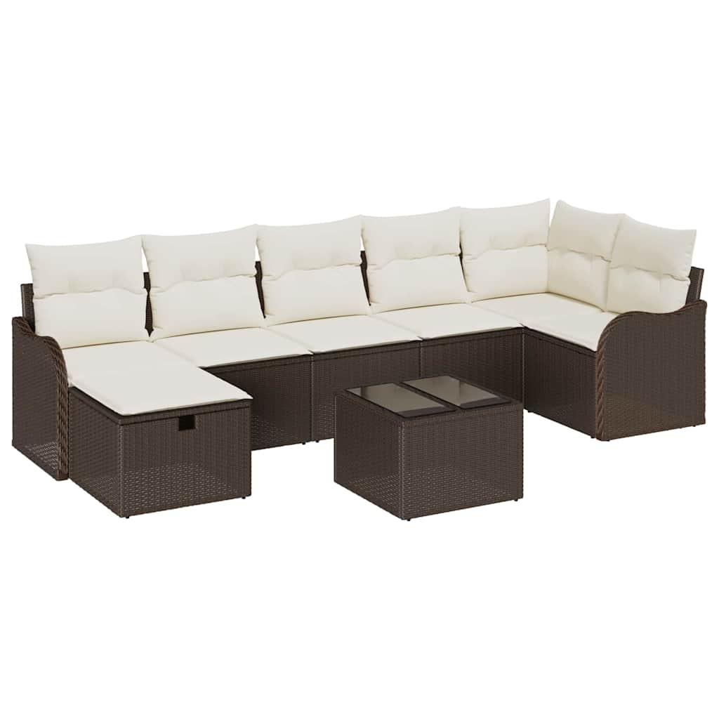 Garten-Sofa-Set 8 pcs Braun und Creme 287.5 x 122.5 x 85 cm