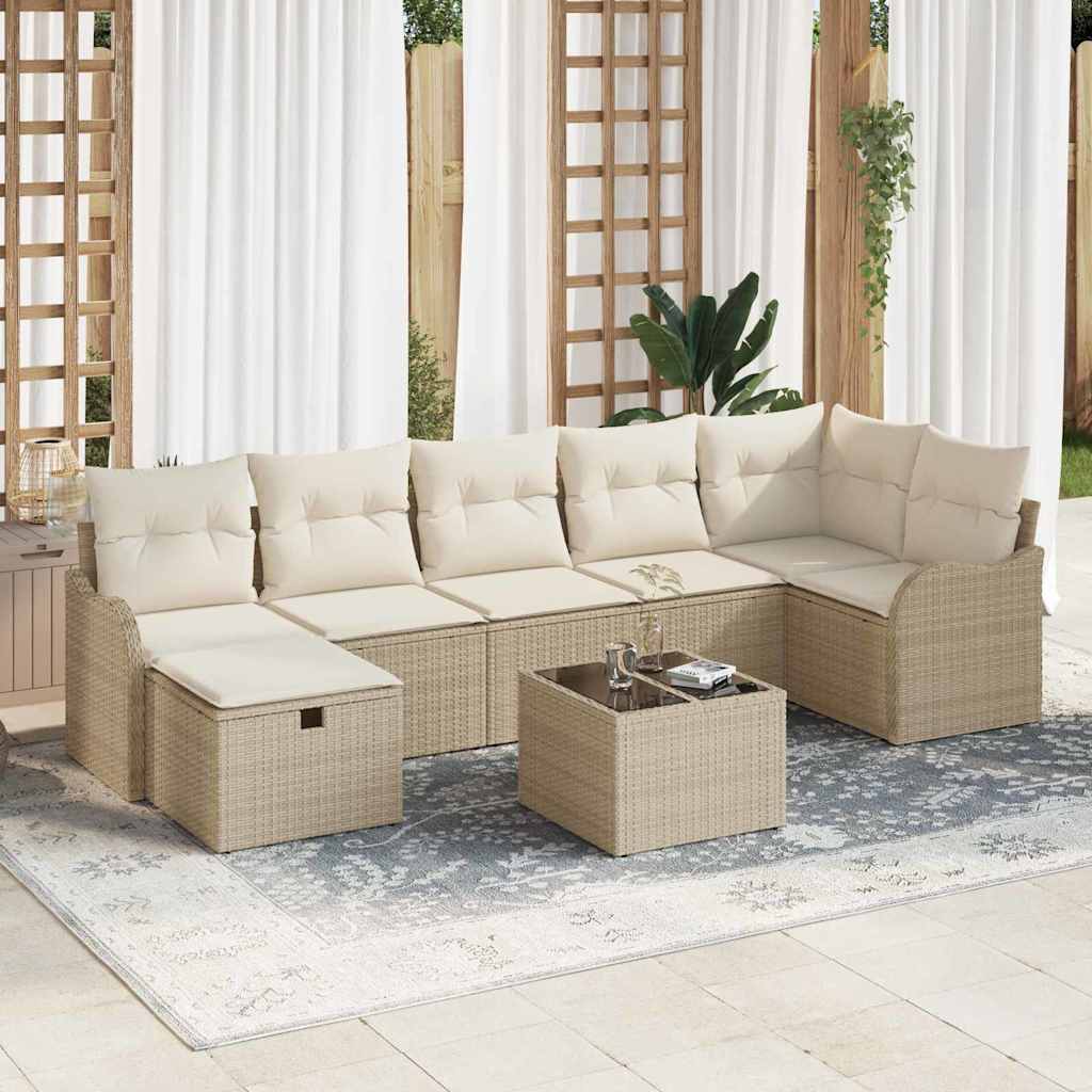Garten-Sofa-Set 8 pcs Beige und Creme 287.5 x 122.5 x 85 cm