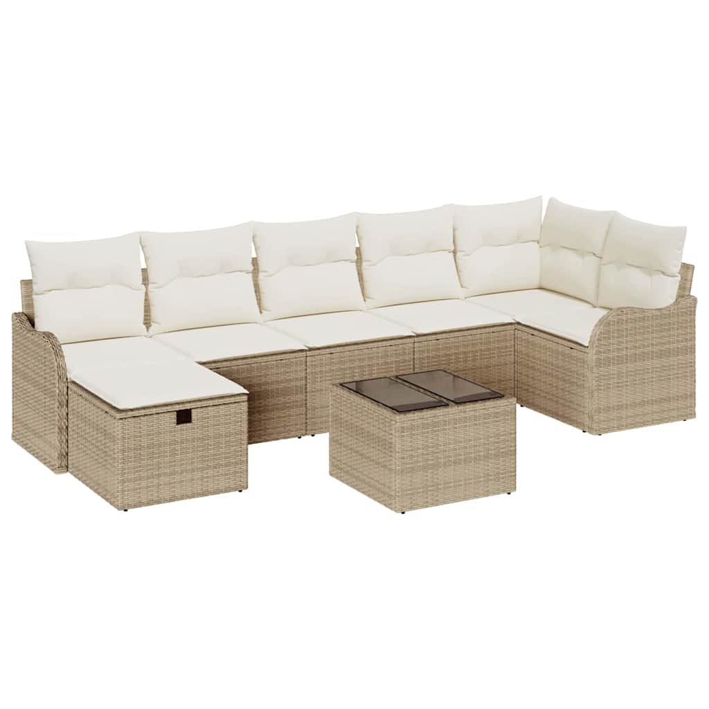 Garten-Sofa-Set 8 pcs Beige und Creme 287.5 x 122.5 x 85 cm