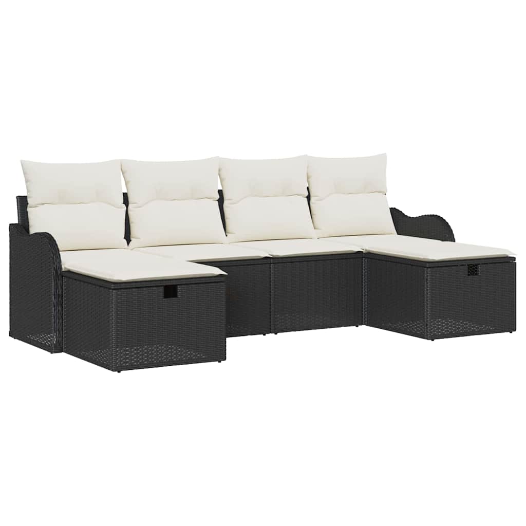 Garten-Sofa-Set 6 pcs Schwarz und Creme 231 x 117 x 85 cm