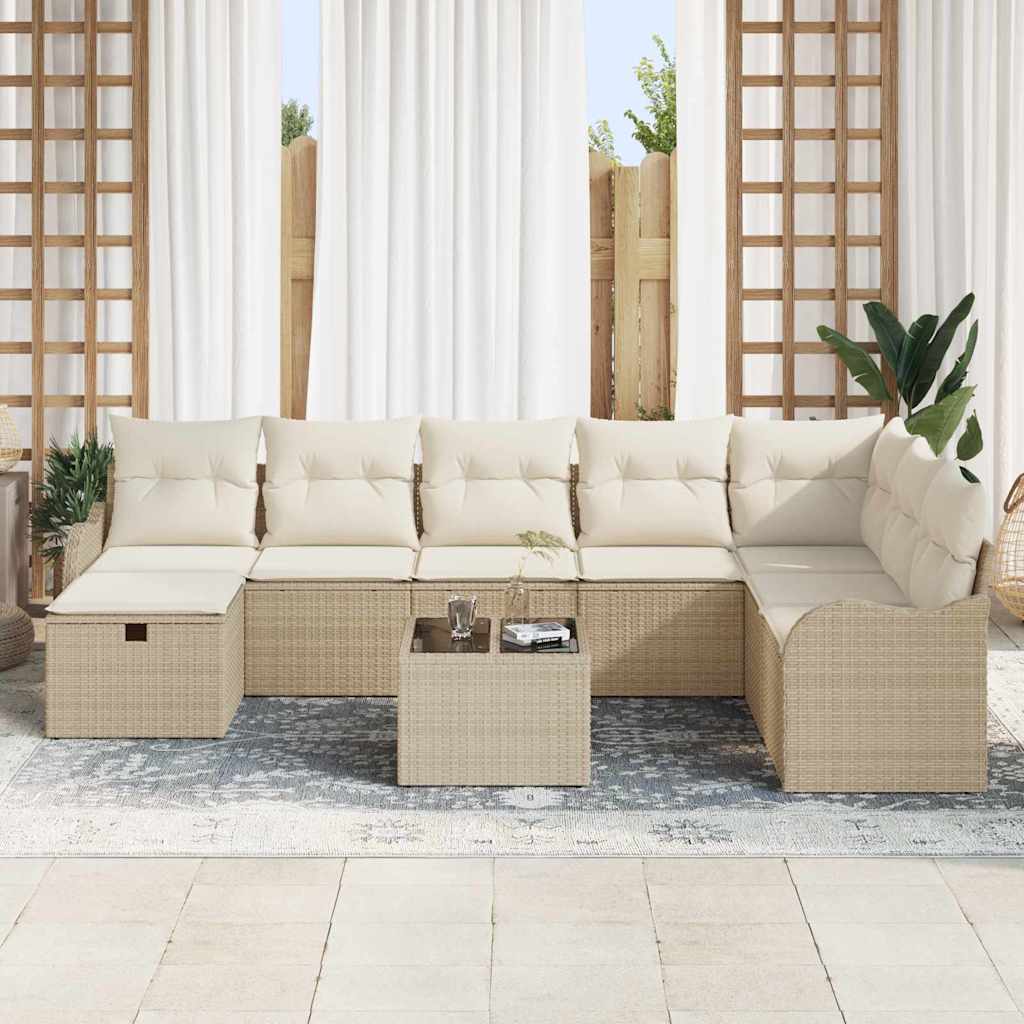 Garten-Sofa-Set 9 pcs Beige und Creme 287,5 x 177,5 x 85 cm