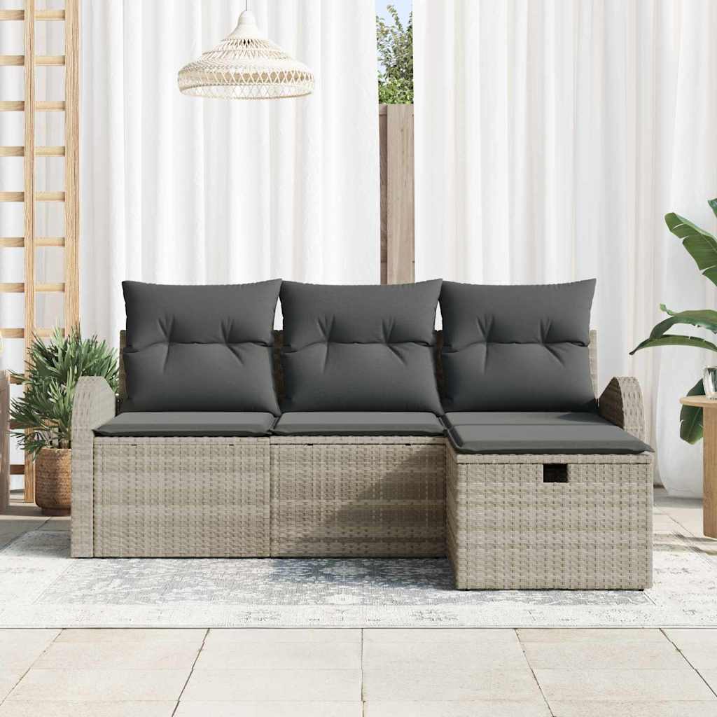 Garten-Sofa-Set 4 pcs Hellgrau 179 x 117 x 85 cm Poly Rattan
