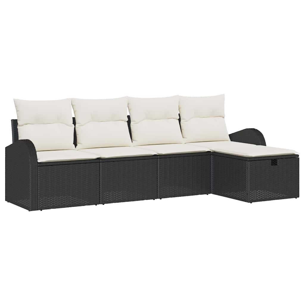 Garten-Sofa-Set 5 pcs Schwarz und Creme 234 x 117 x 85 cm