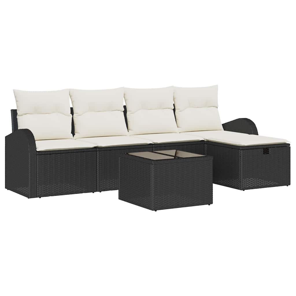 Garten-Sofa-Set 6 pcs Schwarz und Creme 234 x 117 x 85 cm