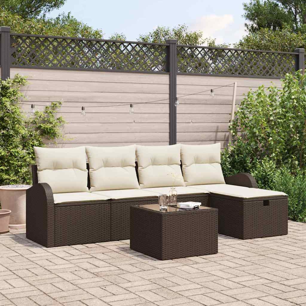 Garten-Sofa-Set 6 pcs Braun und Creme 234 x 117 x 85 cm
