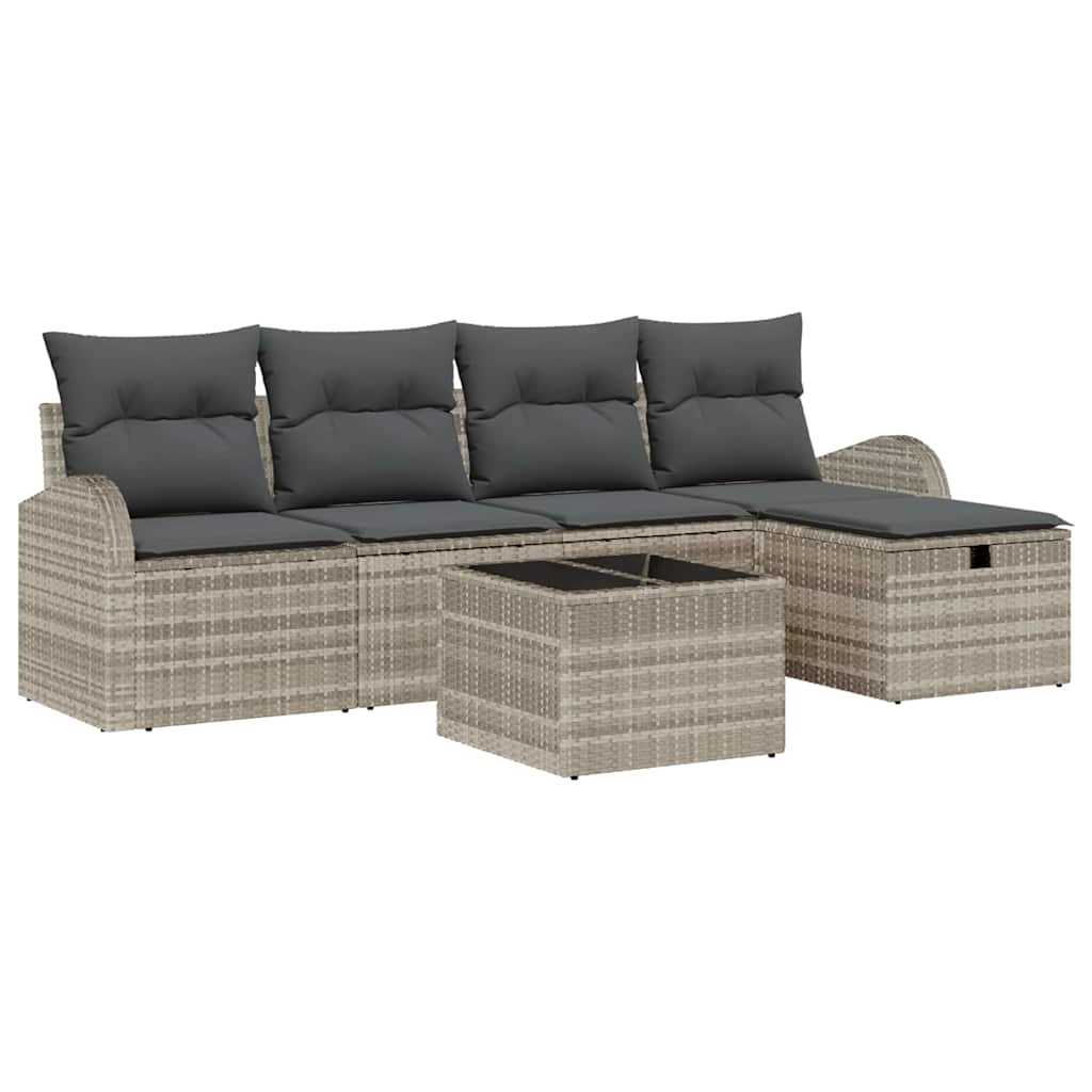 Garten-Sofa-Set 6 pcs Hellgrau 234 x 117 x 85 cm Poly Rattan