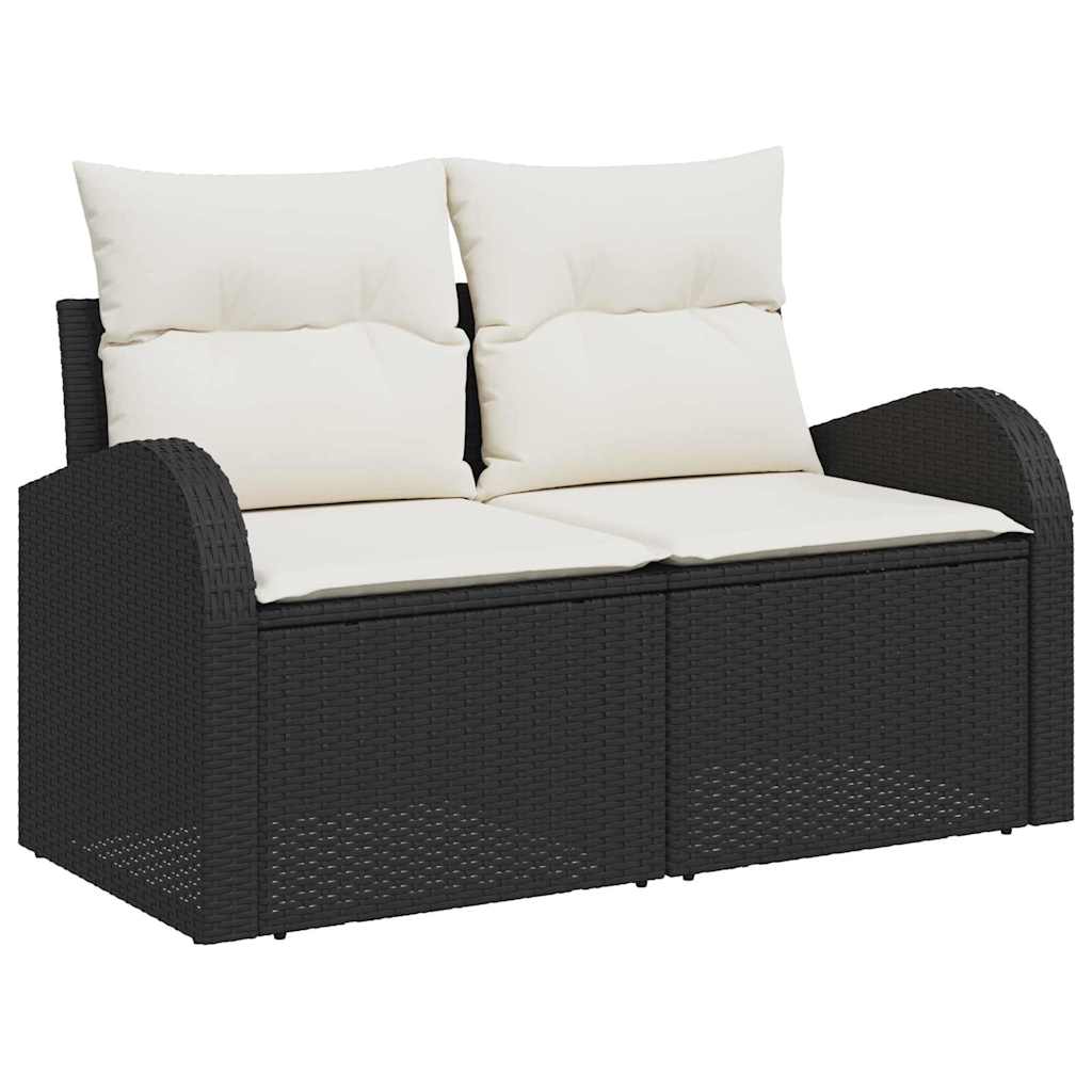 Garten-Sofa-Set 6 pcs Schwarz und Creme 234 x 124 x 85 cm
