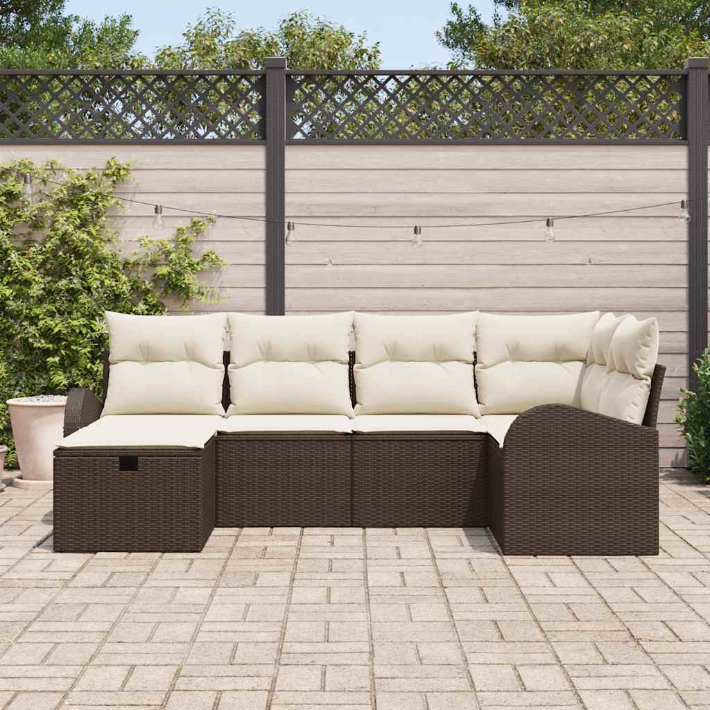Garten-Sofa-Set 6 pcs Braun und Creme 234 x 124 x 85 cm