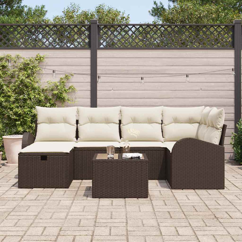 Garten-Sofa-Set 7 pcs Braun und Creme 234 x 124 x 85 cm