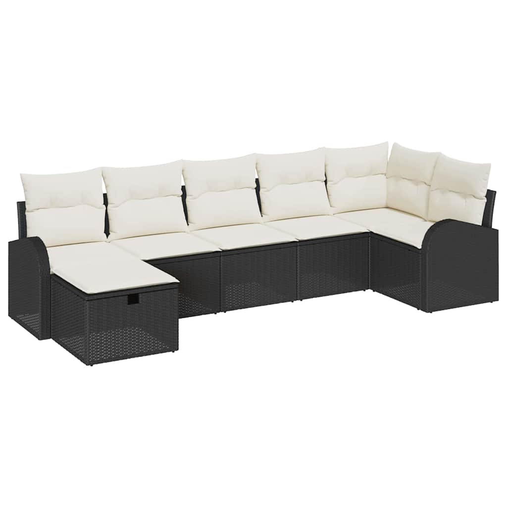 Garten-Sofa-Set 7 pcs Schwarz und Creme 289 x 124 x 85 cm