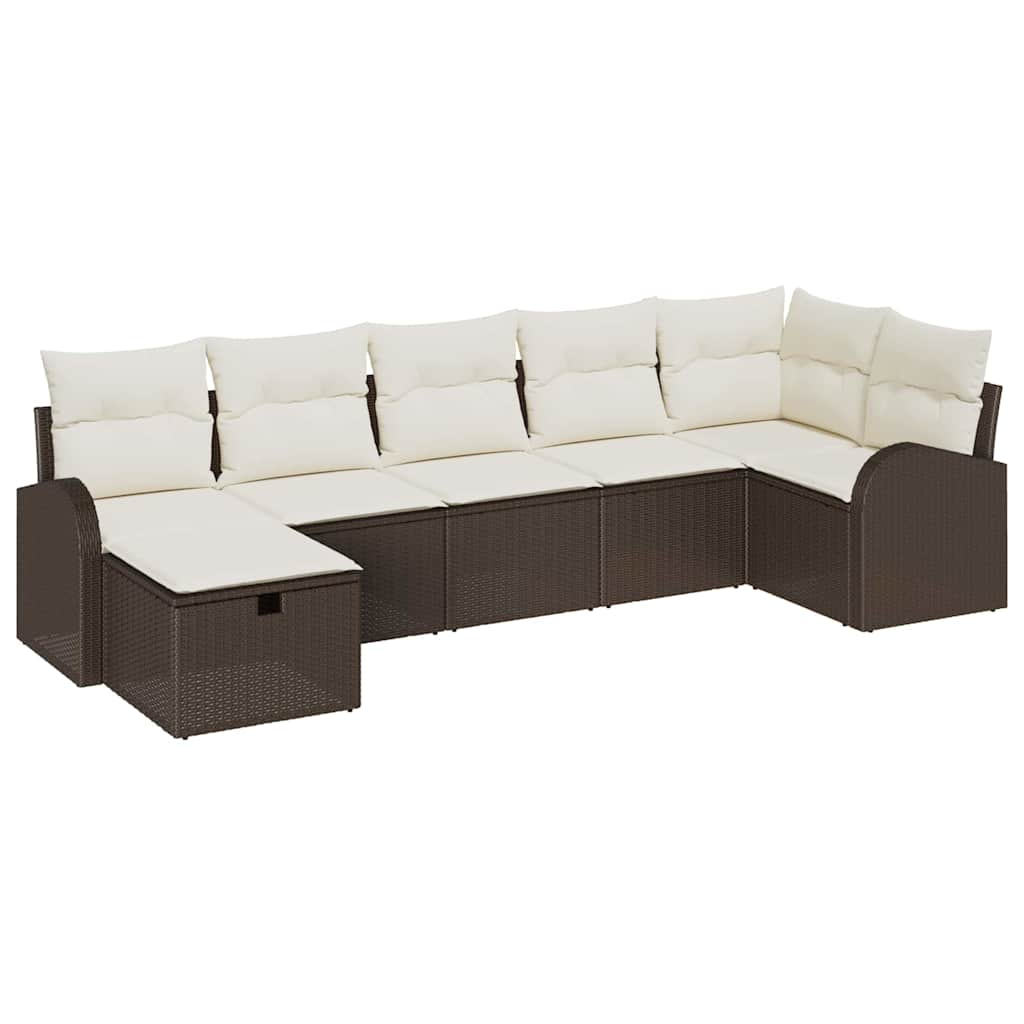 Garten-Sofa-Set 7 pcs Braun und Creme 289 x 124 x 85 cm