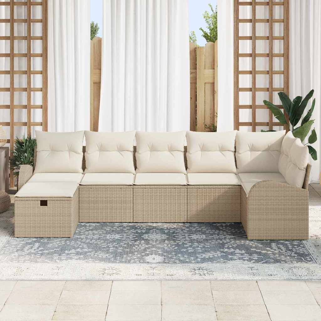 Garten-Sofa-Set 7 pcs Beige und Creme 289 x 124 x 85 cm