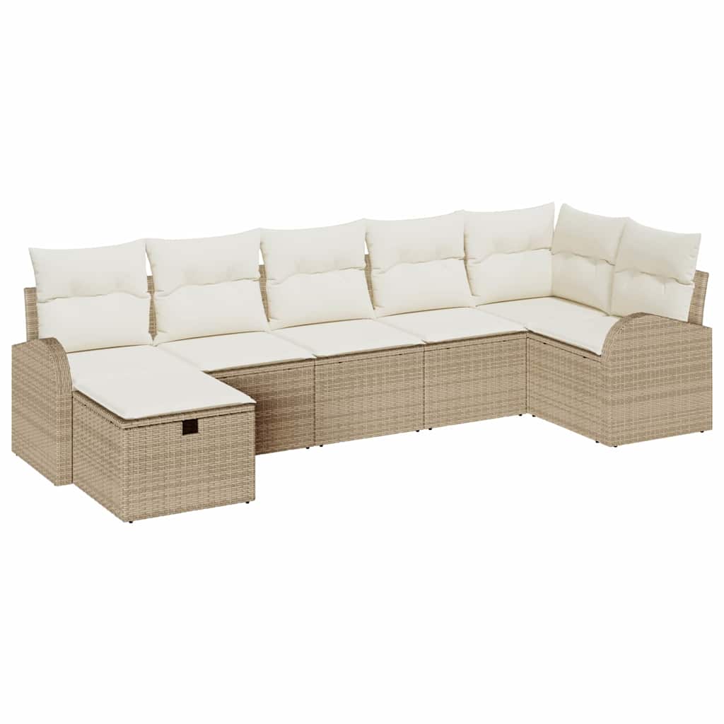 Garten-Sofa-Set 7 pcs Beige und Creme 289 x 124 x 85 cm