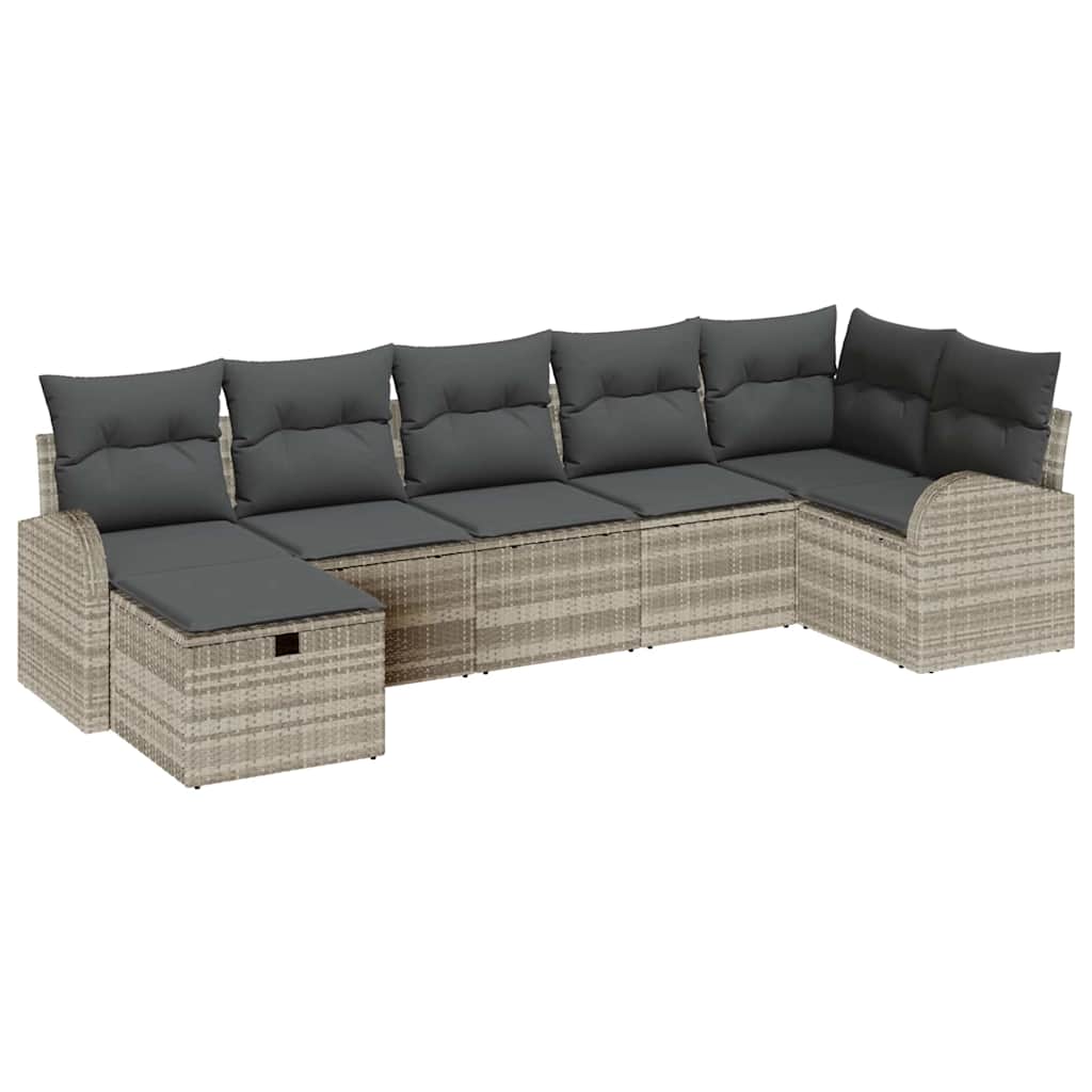 Garten-Sofa-Set 7 pcs Hellgrau 289 x 124 x 85 cm Poly Rattan