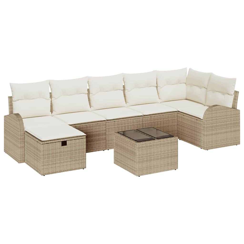 Garten-Sofa-Set 8 pcs Beige und Creme 289 x 124 x 85 cm