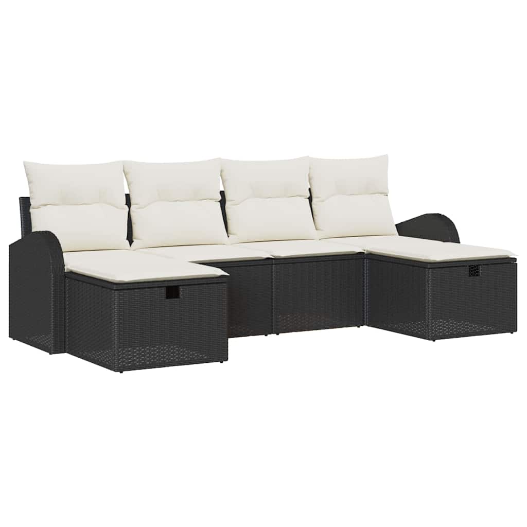 Garten-Sofa-Set 6 pcs Schwarz und Creme 234 x 117 x 85 cm