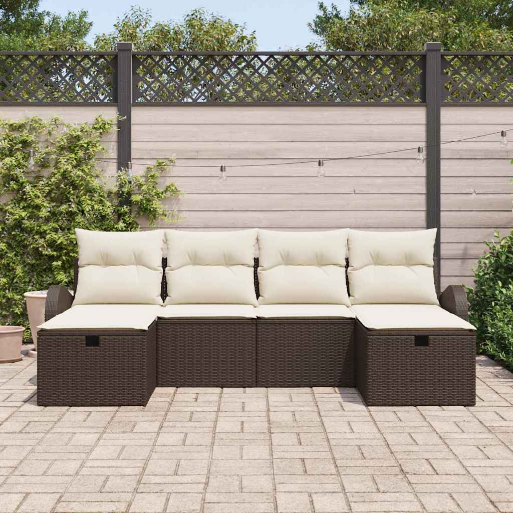 Garten-Sofa-Set 6 pcs Braun und Creme 234 x 117 x 85 cm