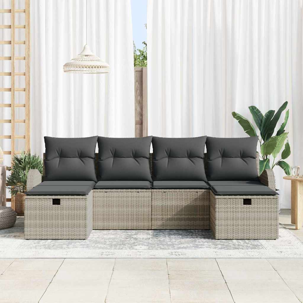 Garten-Sofa-Set 6 pcs Hellgrau 234 x 117 x 85 cm Poly Rattan