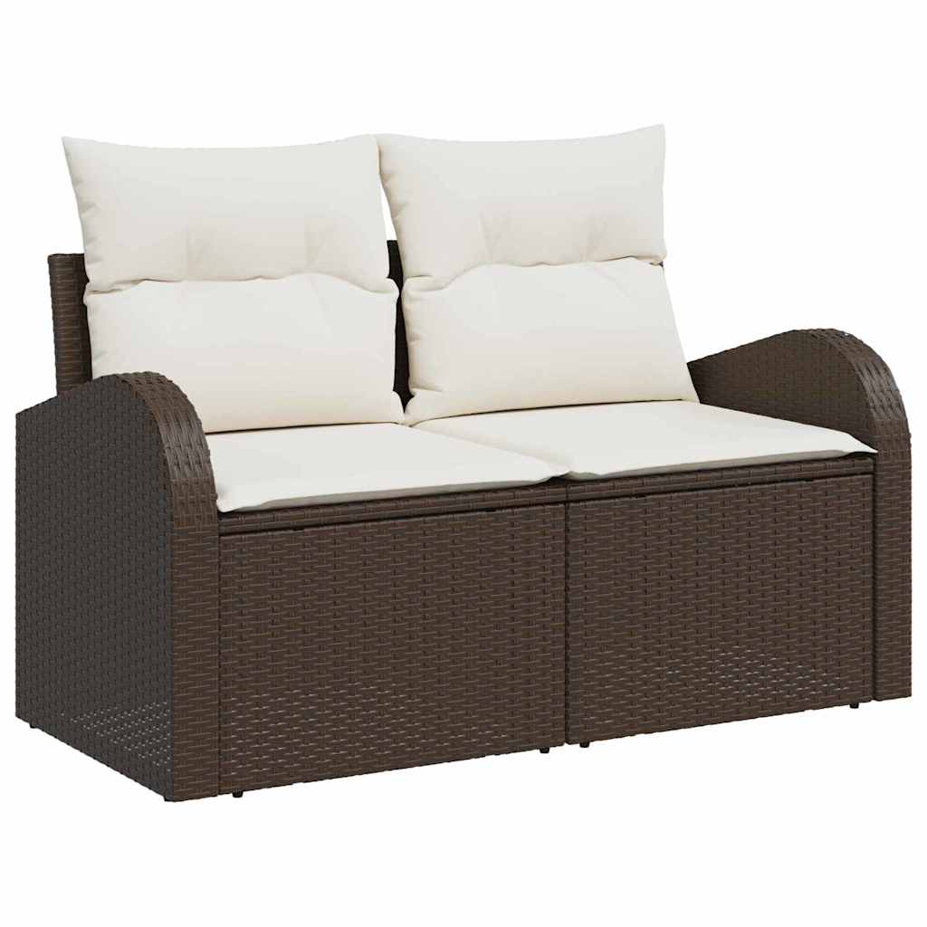 Garten-Sofa-Set 8 pcs Braun und Creme 289 x 179 x 85 cm