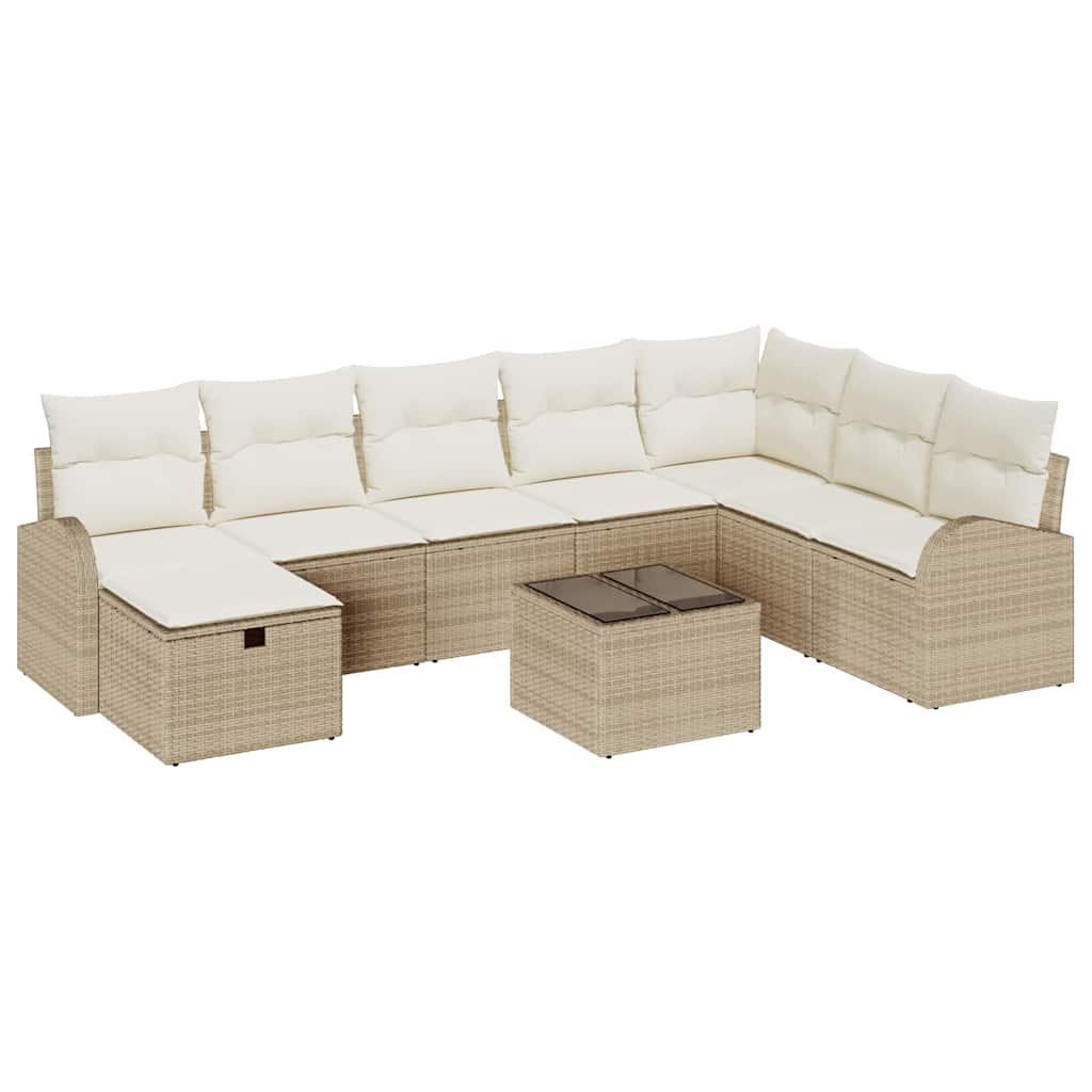 Garten-Sofa-Set 9 pcs Beige und Creme 289 x 179 x 85 cm