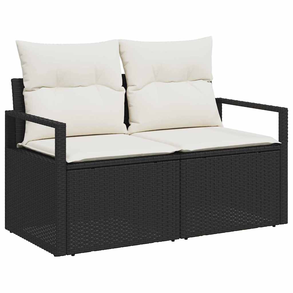 Garten-Sofa-Set 4 pcs Schwarz und Creme 175 x 117 x 85 cm