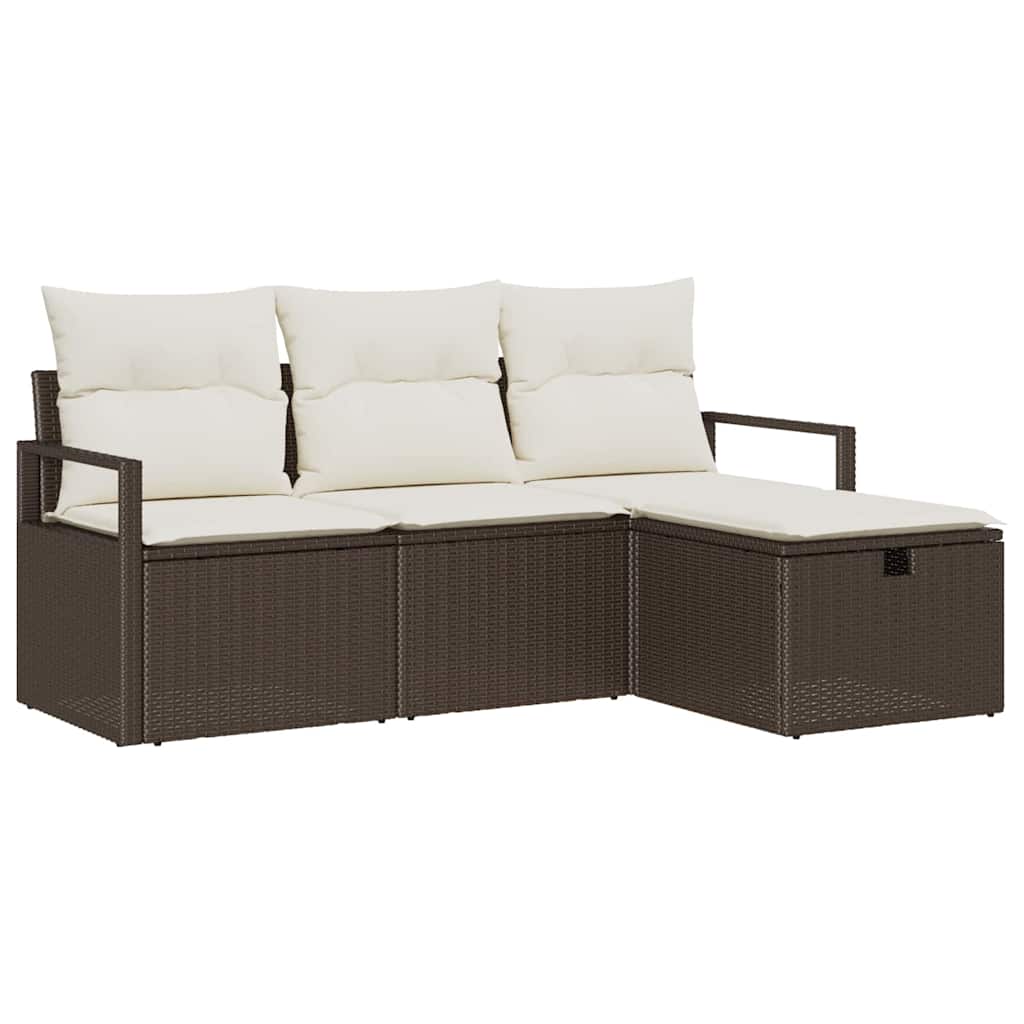 Garten-Sofa-Set 4 pcs Braun und Creme 175 x 117 x 85 cm