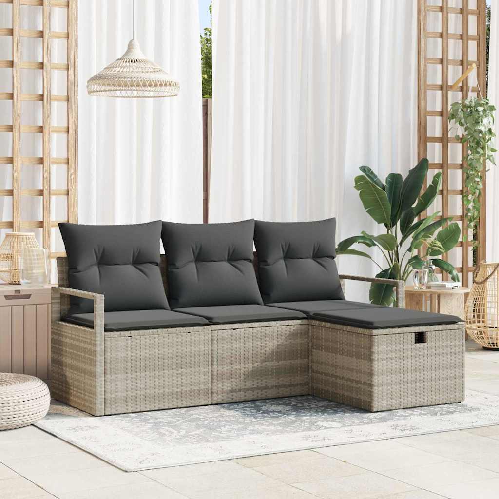 Garten-Sofa-Set 4 pcs Hellgrau 175 x 117 x 85 cm Poly Rattan