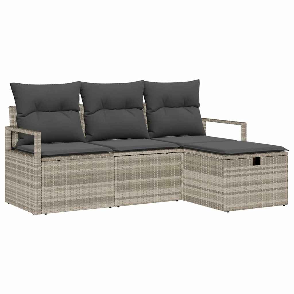 Garten-Sofa-Set 4 pcs Hellgrau 175 x 117 x 85 cm Poly Rattan