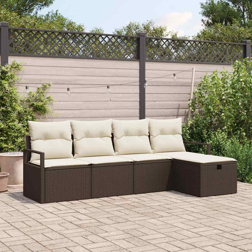 Garten-Sofa-Set 5 pcs Braun und Creme 230 x 117 x 85 cm