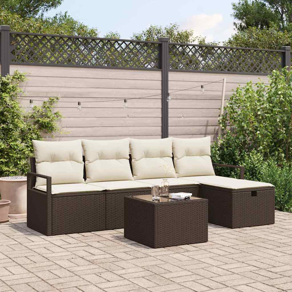 Garten-Sofa-Set 6 pcs Braun und Creme 230 x 117 x 85 cm