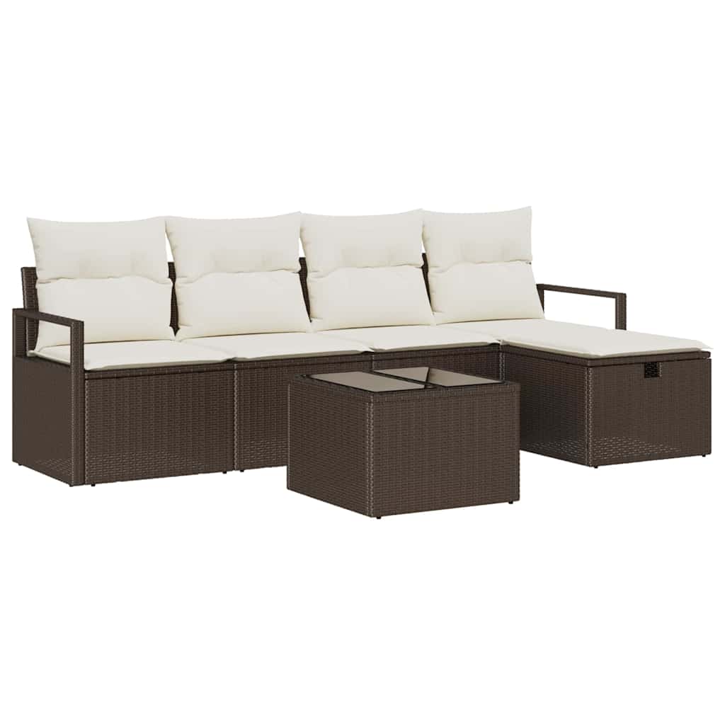 Garten-Sofa-Set 6 pcs Braun und Creme 230 x 117 x 85 cm