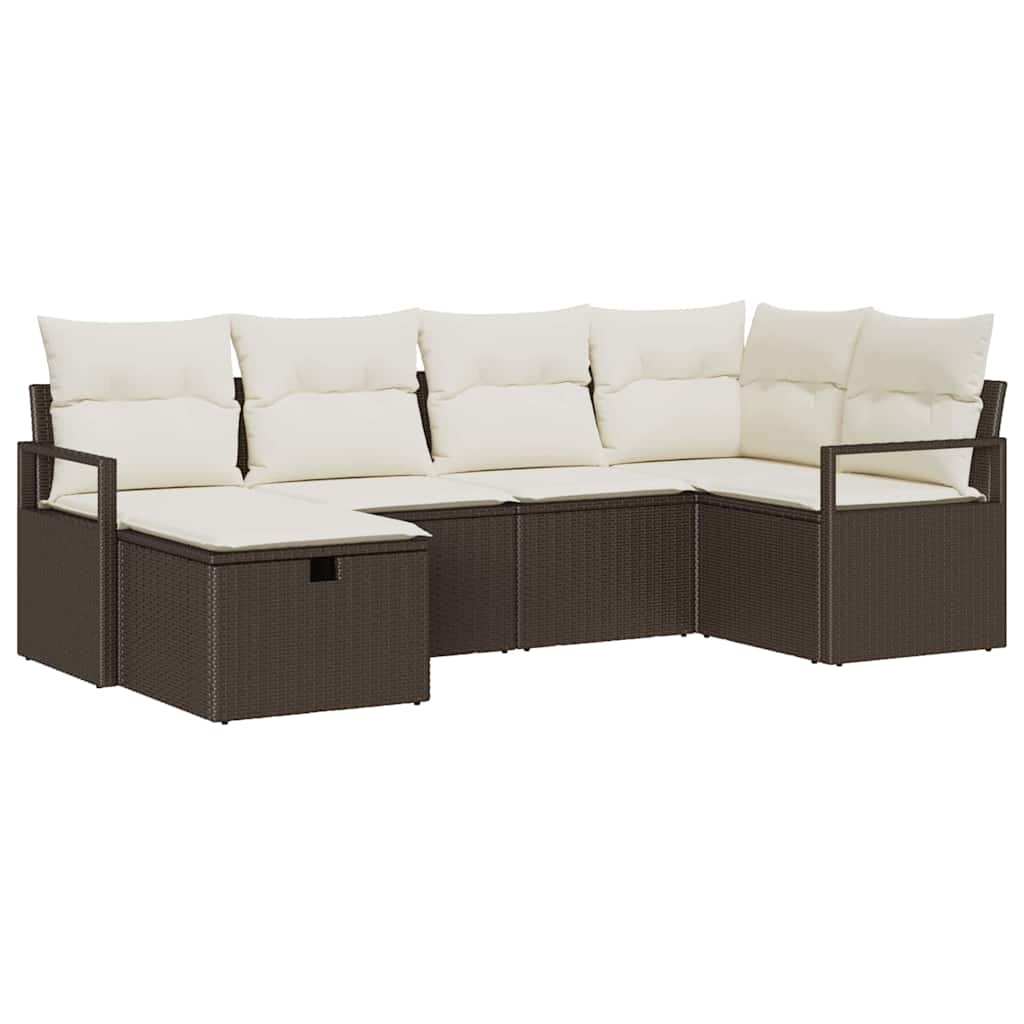Garten-Sofa-Set 6 pcs Braun und Creme 232 x 122 x 85 cm