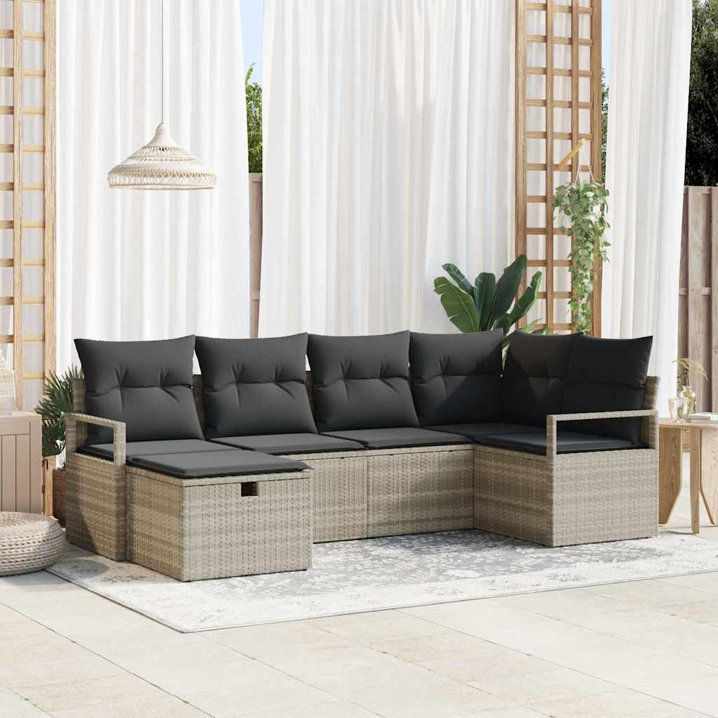 Garten-Sofa-Set 6 pcs Hellgrau 232 x 122 x 85 cm Poly Rattan