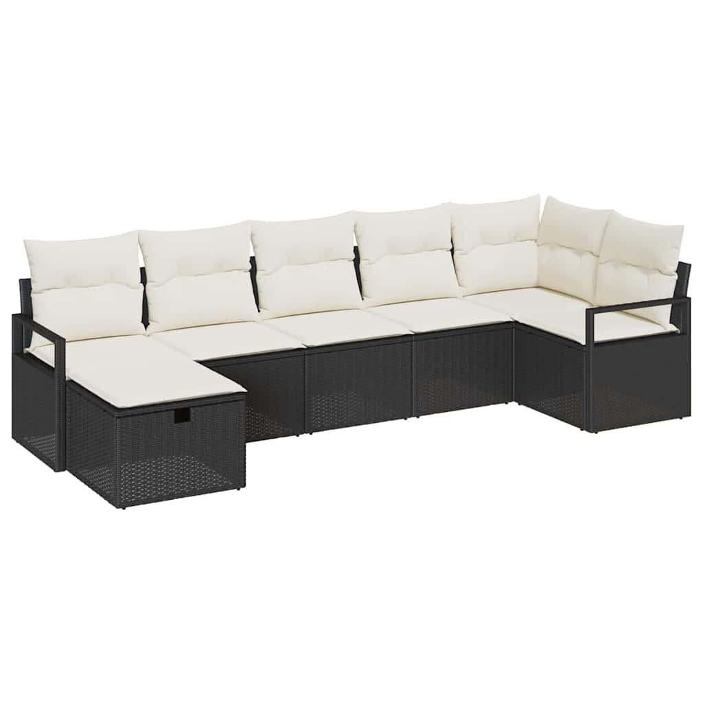 Garten-Sofa-Set 7 pcs Schwarz und Creme 287 x 122 x 85 cm