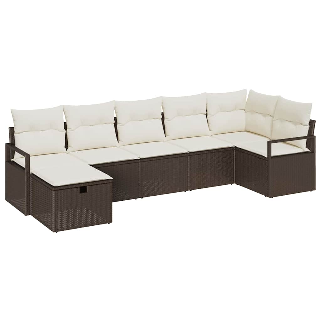 Garten-Sofa-Set 7 pcs Braun und Creme 287 x 122 x 85 cm