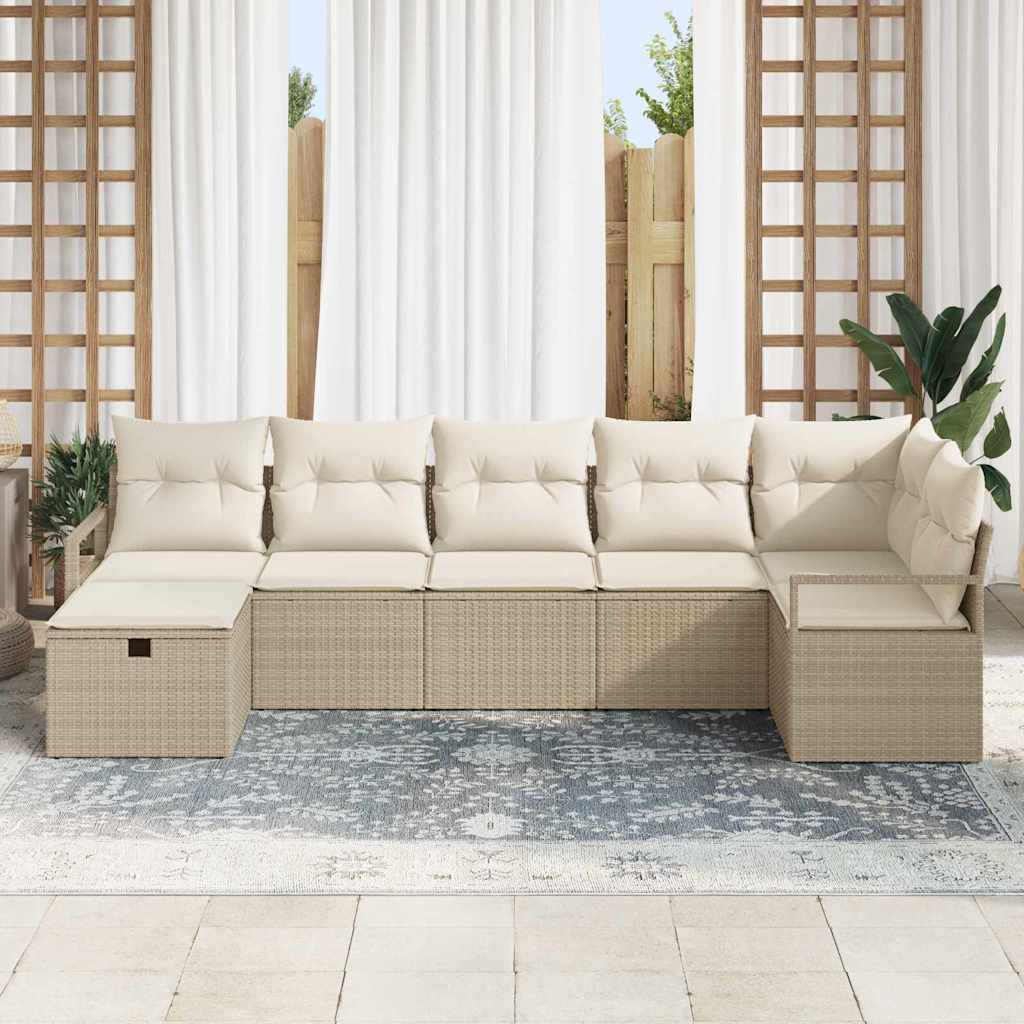 Garten-Sofa-Set 7 pcs Beige und Creme 287 x 122 x 85 cm