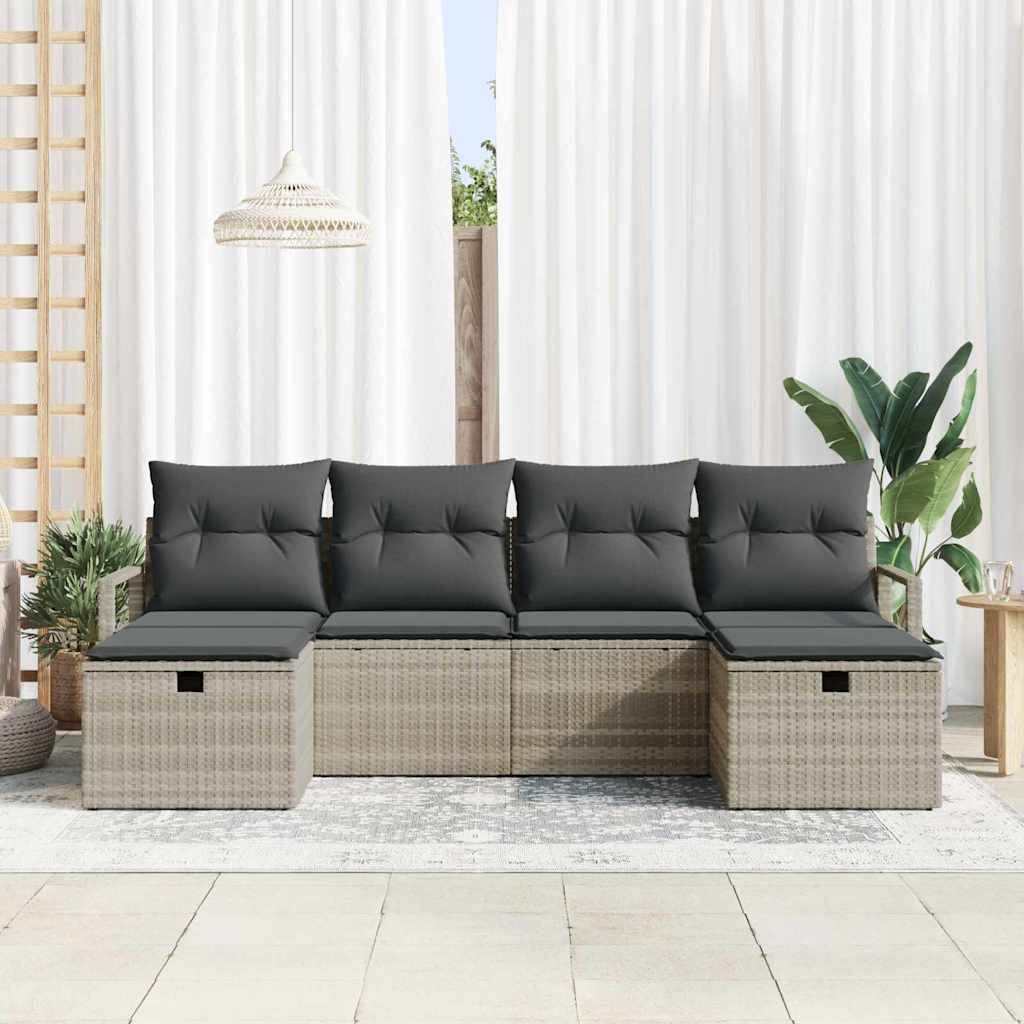 Garten-Sofa-Set 6 pcs Hellgrau 230 x 117 x 85 cm Poly Rattan