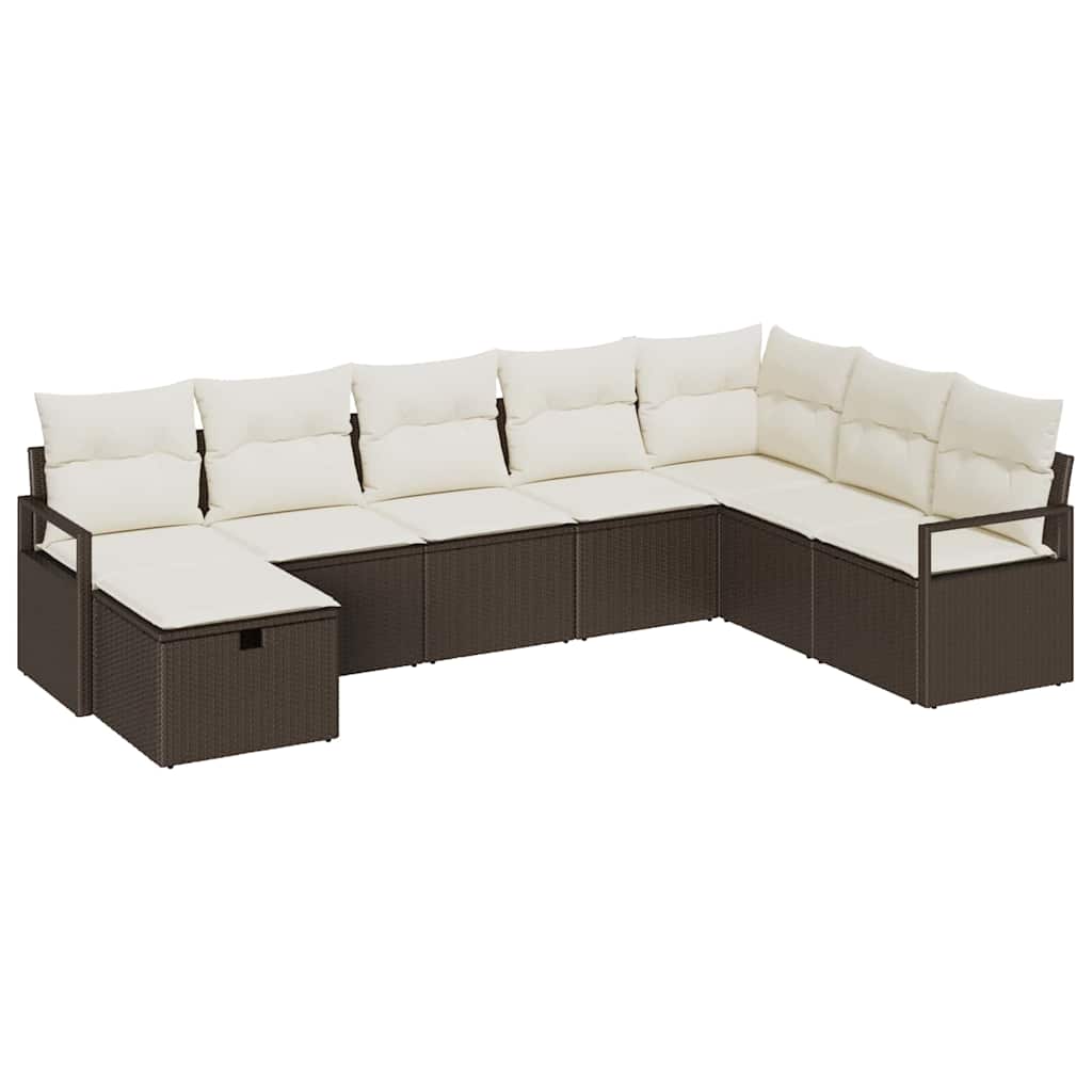 Garten-Sofa-Set 8 pcs Braun und Creme 287 x 177 x 85 cm