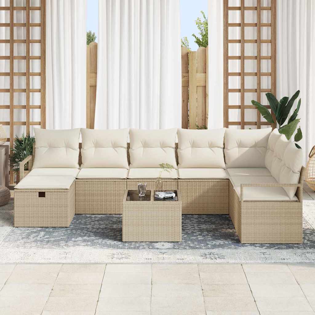 Garten-Sofa-Set 9 pcs Beige und Creme 287 x 177 x 85 cm