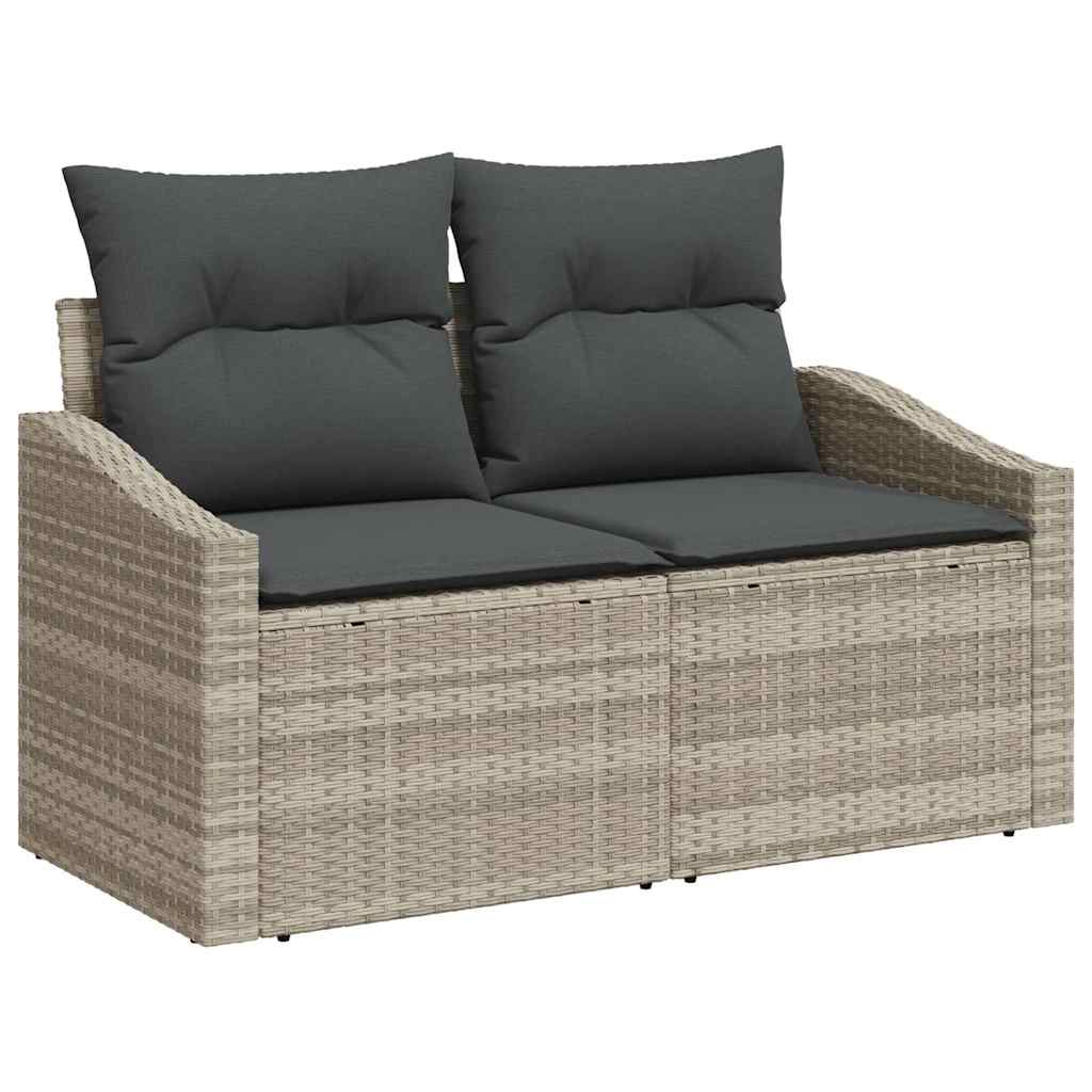 Garten-Sofa-Set mit Kissen 4 pcs Hellgrau Poly Rattan